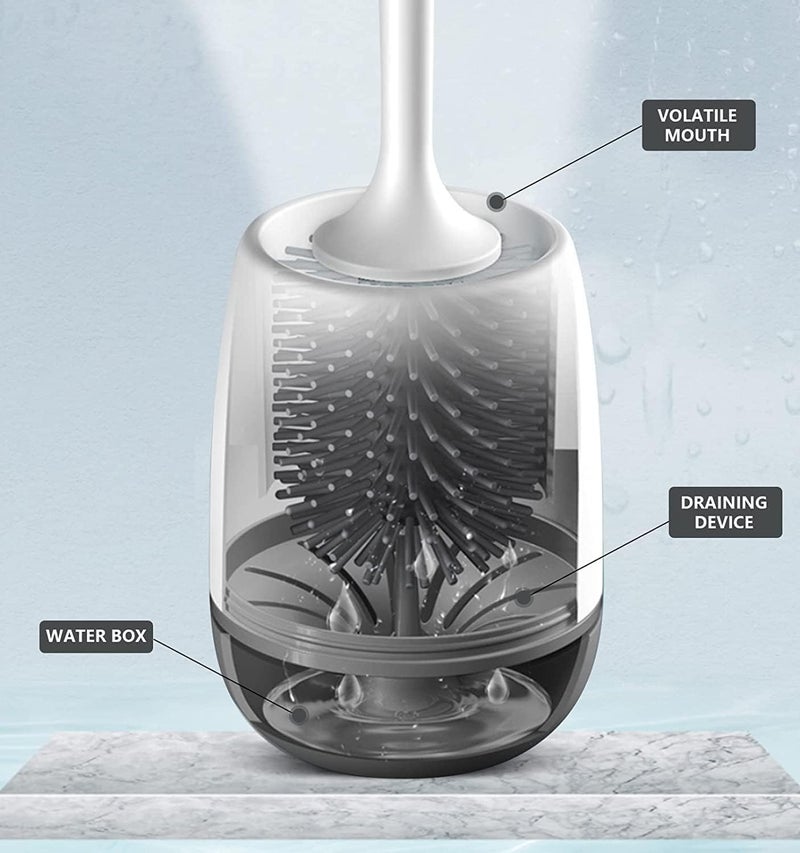 TRADY Toilet Brush,1 Pack Toilet Bowl Brush and Holder for Bathroom Storage Cleaning,Bathroom Accessories Toilet Bowl Cleaners with Silicone Bristles,Cleaning Supplies Toilet Cleaner Brush Set - Image 3