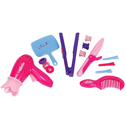 Sophia's Hair Salon Complete 30 Piece Set with Styling Tools, Hair Ties, Brush, Mirror, Blow Dryer, Salon Cape and More for 18" Dolls, Pink/Purple - Image 3