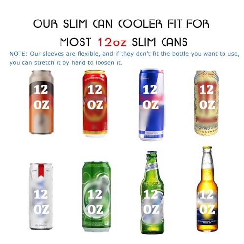 LYDTICK 8 Pcs Slim Can Coolers Sleeves For 12oz Slim Beer & Hard Soda, Tall Skinny Can Cooler Holder Colorful Neoprene Bottle Insulator Perfect For Christmas Parties Valentines Day Gifts (Floral) - Image 3