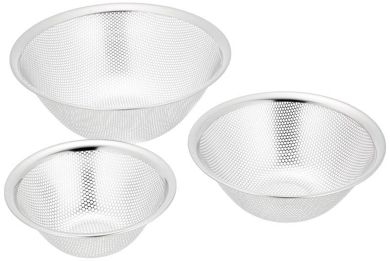 柳宗理(Yanagi Sori) Sori Yanagi Sori Yanagi Punching Strainer for Better Drainage and Easy Washability, Tsubamesanjo Stainless Steel Strainer 6.4 inches (16.19.23 cm) Set, 1 Piece is Punched for Better Drainage and - Image 1