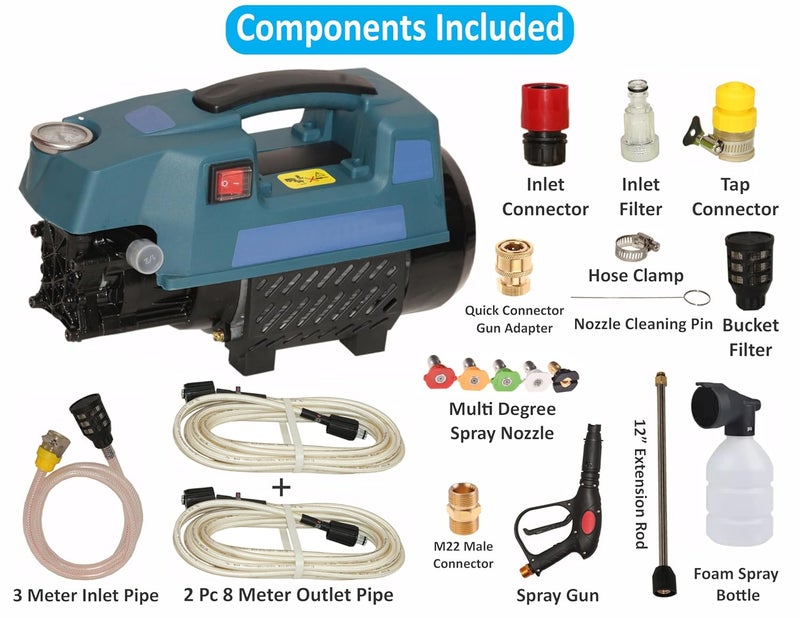 Digital Craft Digital Craft Car Washer 220v Electric Home Portable Brush The Car Water Grab High Power Strong Washing Machine 2500W High Pressure Clean MachineWasher Pipe 8MTR with Connector5Pc Nozzel Set  - Image 2