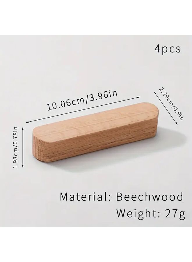 2 Pcs Solid Beech Wood Cabinet Pulls Heavy Duty Wood Drawer Handles With Polished Metal Like Finish No Drill Installation For Cabinets Wardrobes Dressers Compatible With Modern And Traditional Furniture - Image 3