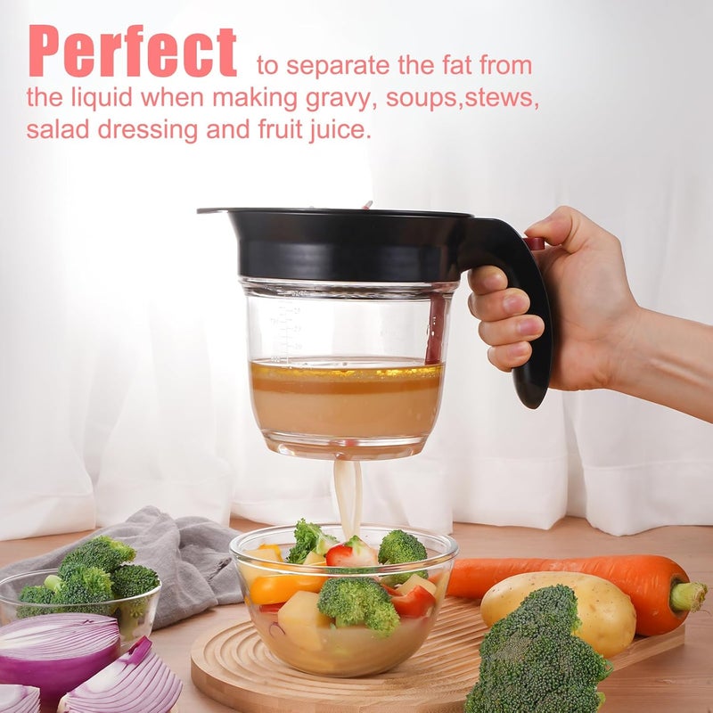 Sumteene Fat Separator for Gravy, 4 Cup Grease Gravy Separator with Scale, 32oz Grease Gravy Separator with Measuring Cup and Filter, with Multi-Functional Dish Sponge - Image 5