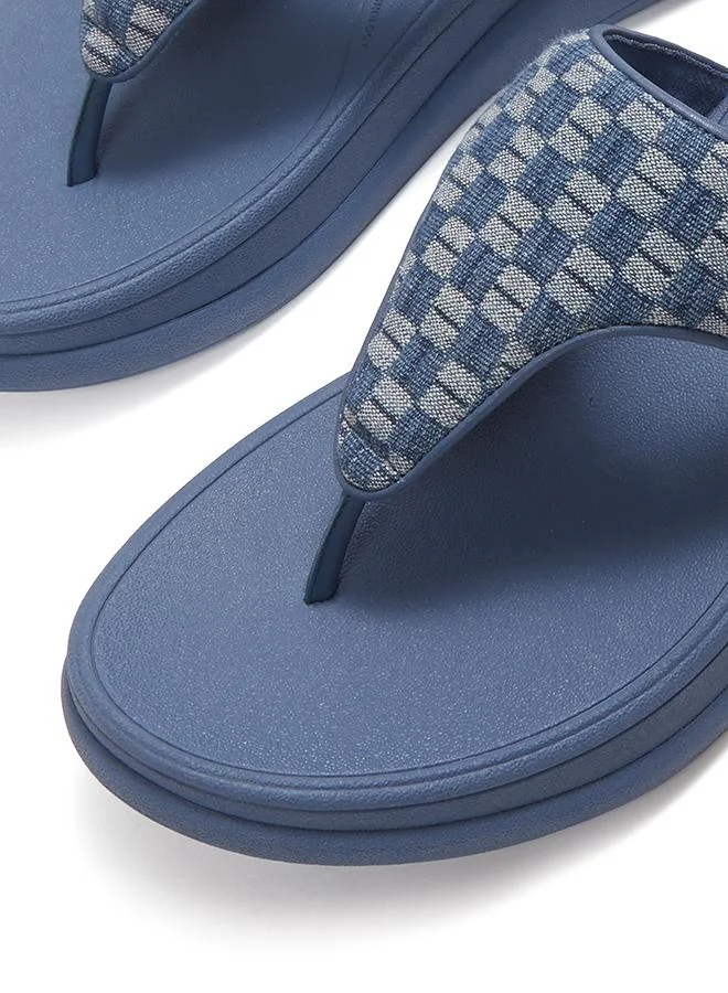 Fitflop F-MODE GO ADJ. CHECKERBOARD-DENIM TOE-POST SANDALS