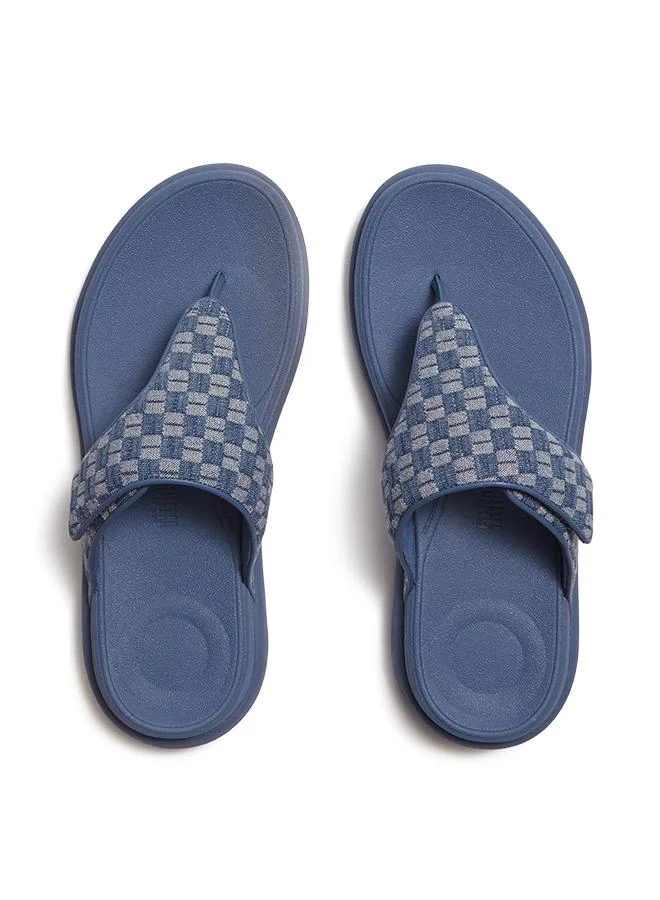 فيت فلوب F-MODE GO ADJ. CHECKERBOARD-DENIM TOE-POST SANDALS