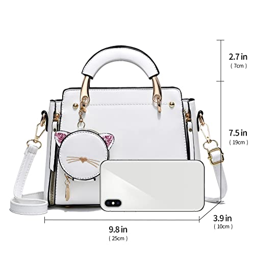 Xiaoyu Fashion Purses and Handbags for Women Ladies Crossbody Bags Top Handle Satchel Shoulder Bags Small Totes (White) - Image 3
