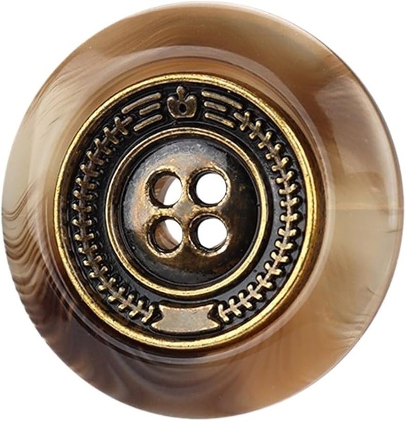 أزرار معدنية راتنجية بنية 25 مم 4 فتحات 30 قطعة مستديرة عتيقة للخياطة والحرف اليدوية والديكور DIY - Image 1