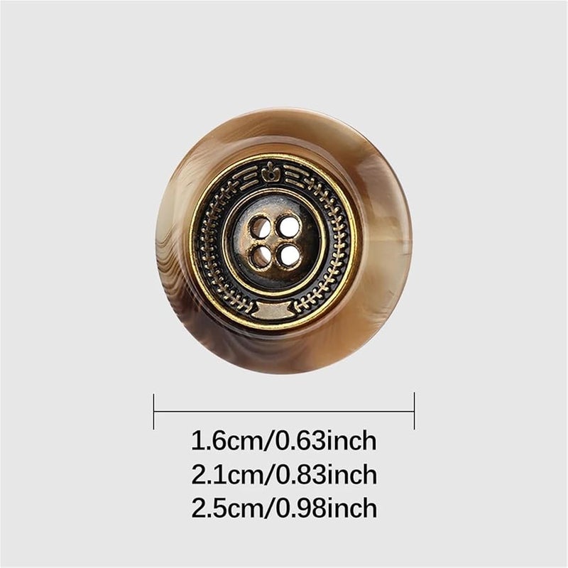 أزرار معدنية راتنجية بنية 25 مم 4 فتحات 30 قطعة مستديرة عتيقة للخياطة والحرف اليدوية والديكور DIY - Image 4