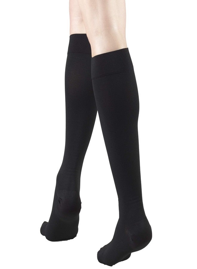 Truform 20-30 mmHg Compression MicroFiber Stockings for Men and Women, Knee High Length, Closed Toe, Black, Medium - Image 2