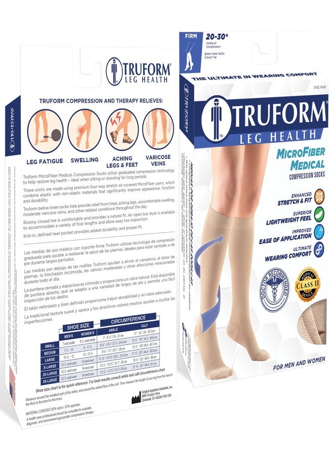 Truform 20-30 mmHg Compression MicroFiber Stockings for Men and Women, Knee High Length, Closed Toe, Black, Medium - Image 3