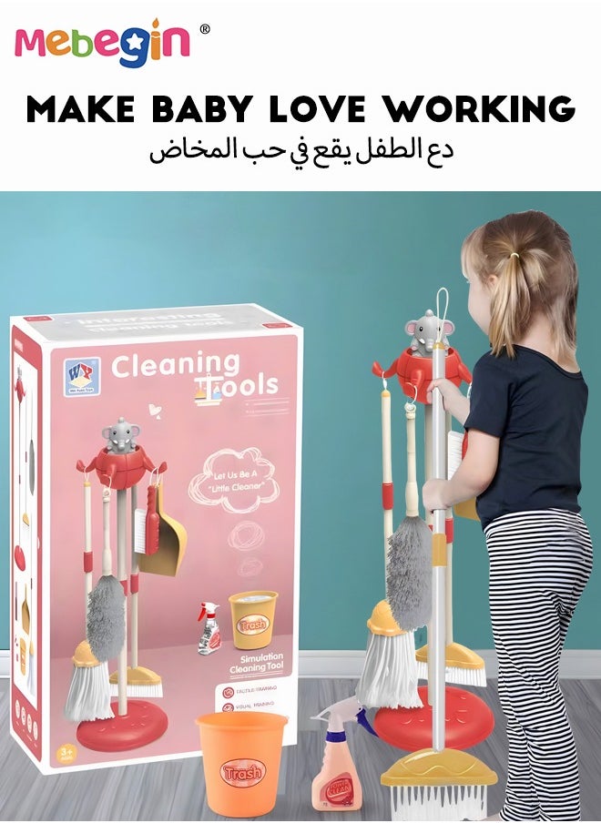 MEBEGIN - 8 PCS Household Tools Cleaning Toys Play Set Pretend Play Set Educational Durable Housekeeping Broom, Dustpan, Mops, Pretend Household Gift for Toddlers Boys Girls - Image 1