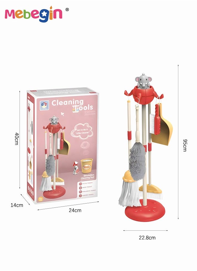 MEBEGIN - 8 PCS Household Tools Cleaning Toys Play Set Pretend Play Set Educational Durable Housekeeping Broom, Dustpan, Mops, Pretend Household Gift for Toddlers Boys Girls - Image 1