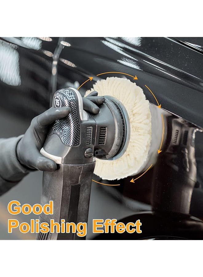Excefore Wool Polishing Pad, 6Pcs Buffing Pads Kit Hook Loop Buffing Pads For Drill Curved Edge Compound Cutting Pad Drill Polisher Attachment Wheel Polish Pad, Car Body Repair Buffingc (3Inch) - Image 3