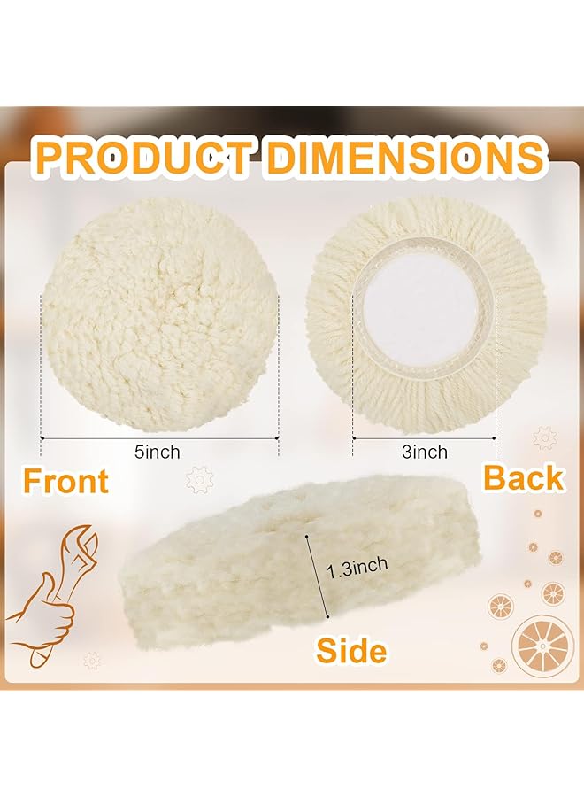 Excefore Wool Polishing Pad, 6Pcs Buffing Pads Kit Hook Loop Buffing Pads For Drill Curved Edge Compound Cutting Pad Drill Polisher Attachment Wheel Polish Pad, Car Body Repair Buffingc (3Inch) - Image 2