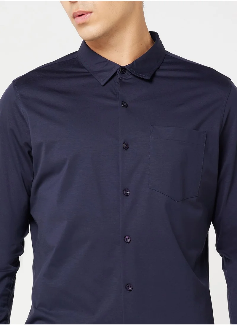Robert Wood Mens Knitted Fab Full Sleeve Shirt