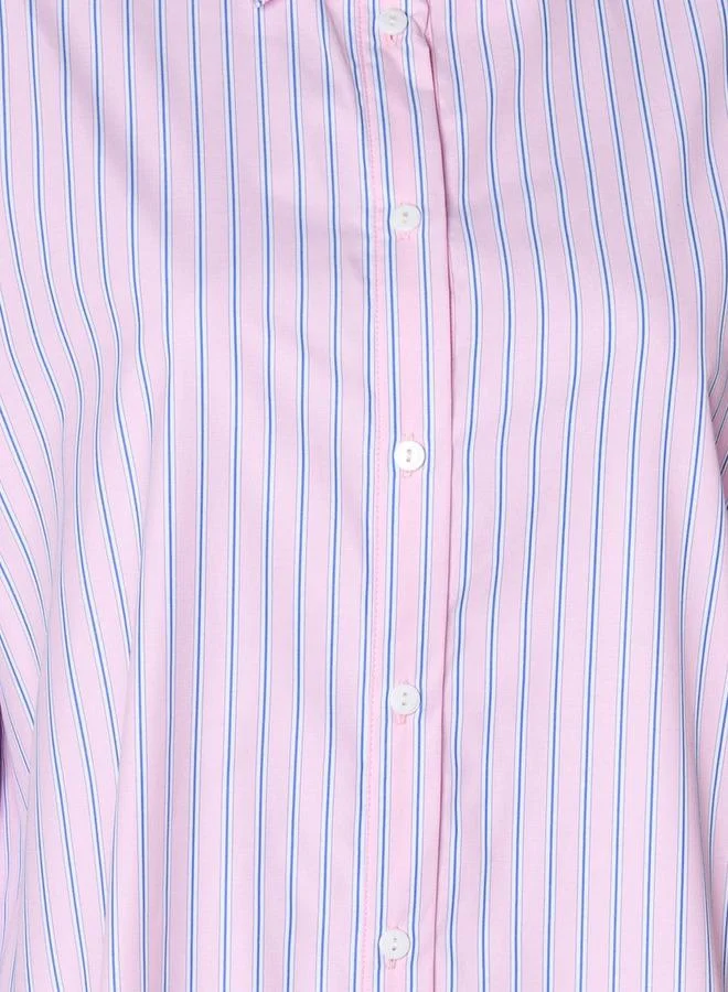 Lee Cooper Lee Cooper Regular Fit Striped Longline Shirt with Long Sleeves