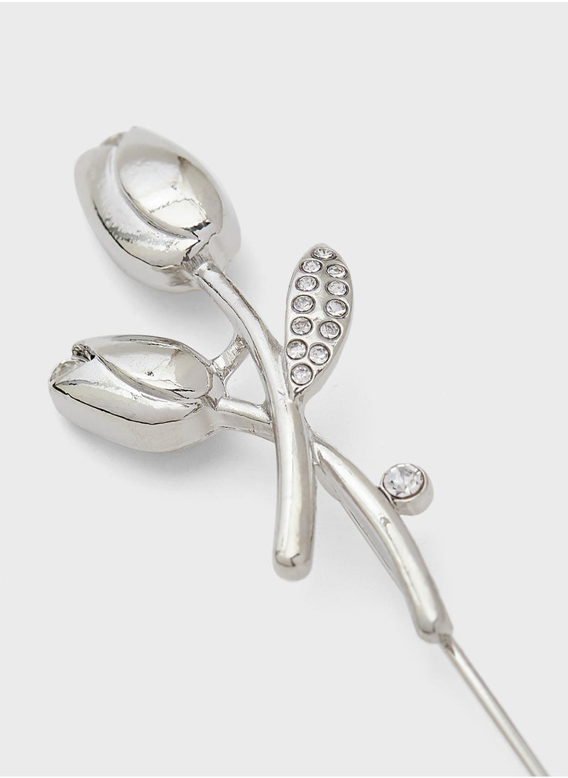 ELLA Floral  Diamante Brooch  - Image 2