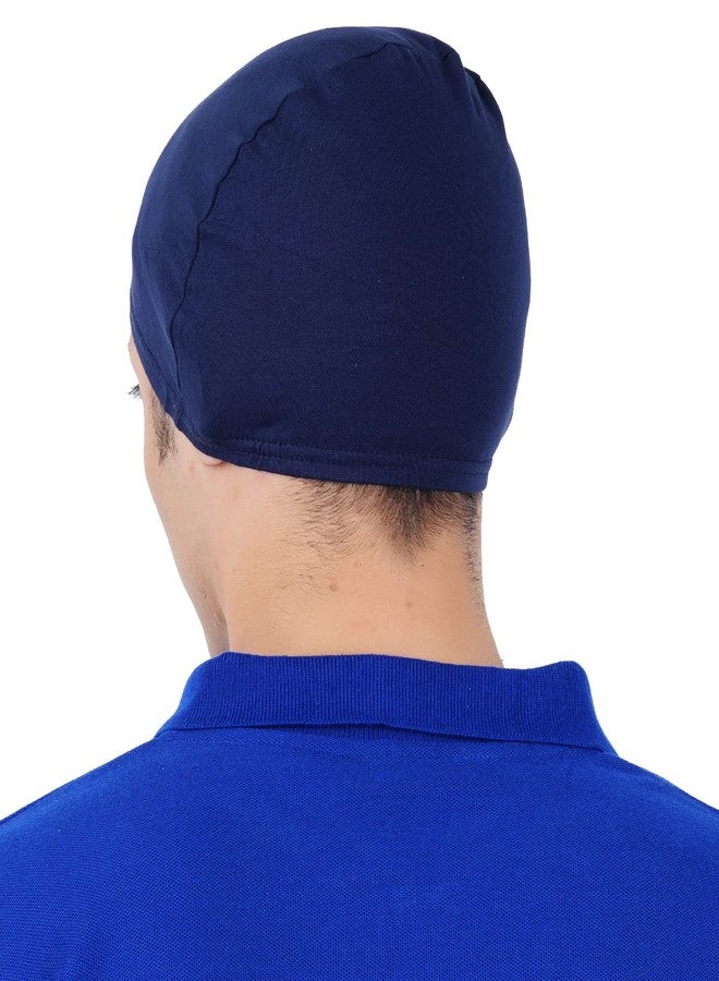 Pride Apparel Pure Cotton Helmet Skull Caps for Men and Women (10, Blue) - Image 3