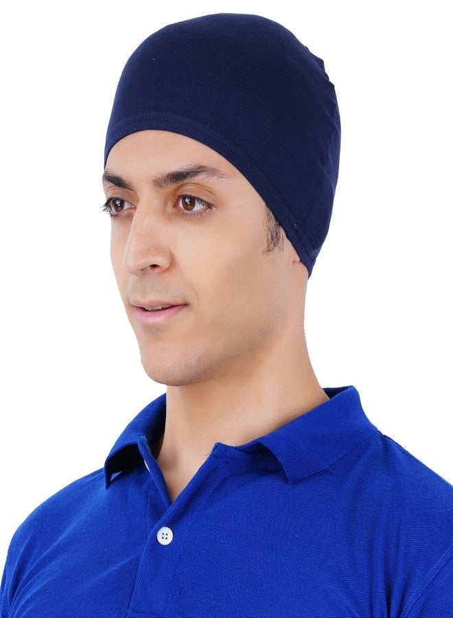 Pride Apparel Pure Cotton Helmet Skull Caps for Men and Women (10, Blue) - Image 4