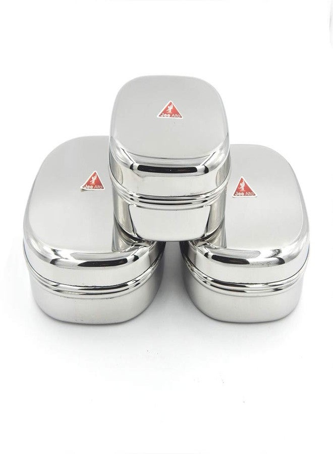 JEE ALTO Stainless Steel Sleek Square Lunch Dabba/Sandwich Box/Storage Container Set of 3 Pcs (275 ml, 350 ml, 450 ml) - Image 1