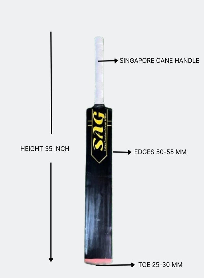 SAG Monsoon Special Kashmir Willow Hard Tennis Cricket Bat | Waterproof | Singapore Cane Handle | Crafted from Kashmir Willow | Full Size Lightweight | Power Hitting (35 inch) - Image 2
