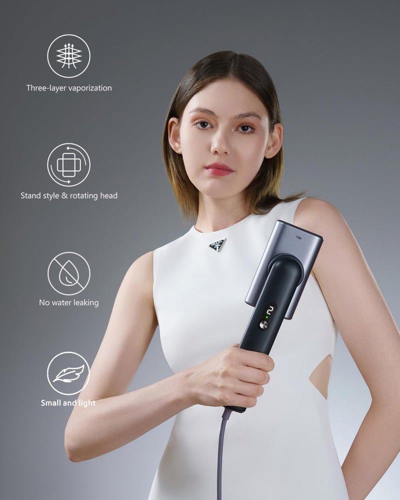 Nesugar G9 Pro Smart Handheld Steamer for Clothes â€“ Global Voltage Adaptation(100-240V), Palm-Sized & Lightweight (1lb), Dual Steam Modes, Easy Wrinkle Remover, Auto Shut-Off, Travel & Home Double Use (Metal) - Image 2