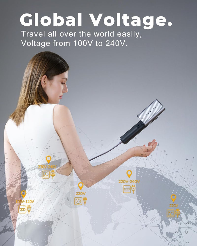 Nesugar G9 Pro Smart Handheld Steamer for Clothes â€“ Global Voltage Adaptation(100-240V), Palm-Sized & Lightweight (1lb), Dual Steam Modes, Easy Wrinkle Remover, Auto Shut-Off, Travel & Home Double Use (Metal) - Image 4