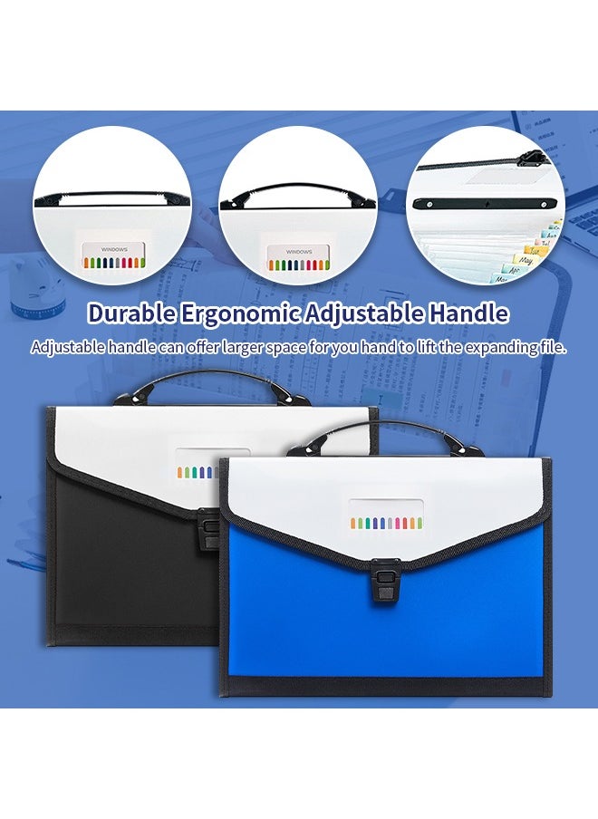Generic - Large-Capacity File Folders, Portable Document Folder with Colorful Labels, Suitable for School, Office, Meeting, Travel - Image 1