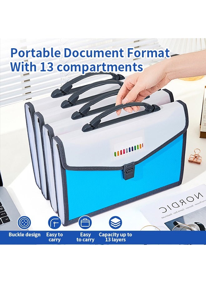 Generic - Large-Capacity File Folders, Portable Document Folder with Colorful Labels, Suitable for School, Office, Meeting, Travel - Image 1