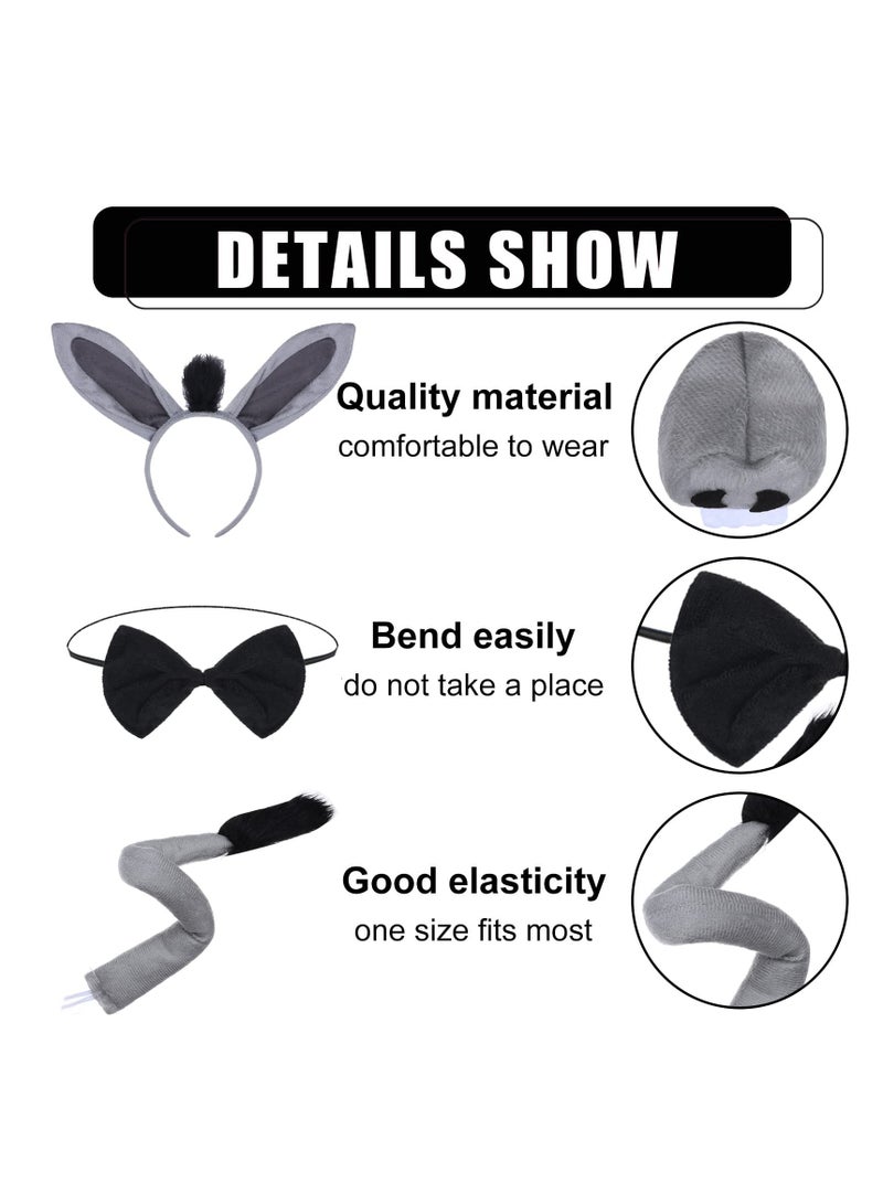 SOLARAE 5 Pack Kids Animal Costume Kit, Bow Tie Tail Tutu with Headband Tail Ears, Suitable for Girls Kids Dress Up Carnival Animals Cosplay Party - Image 2