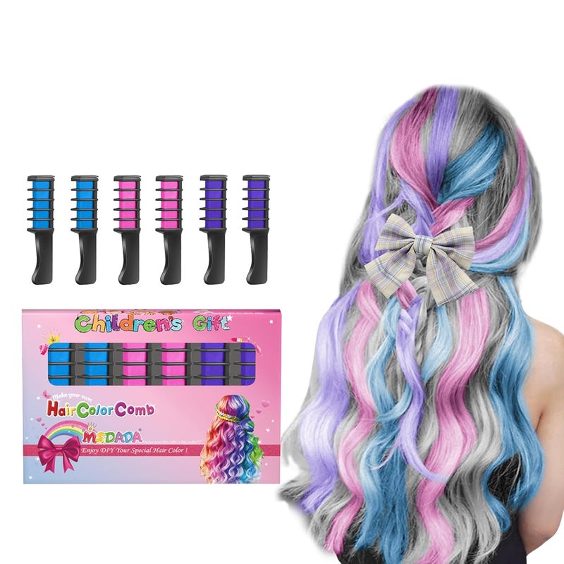 New Hair Chalk Comb Temporary Hair Color Dye for Girls Kids with Light Color Hair Washable Hair Chalk for Girls Age 4 5 6 7 8 9 10 Birthday Cosplay DIY Easter Blue  Pink  Purple