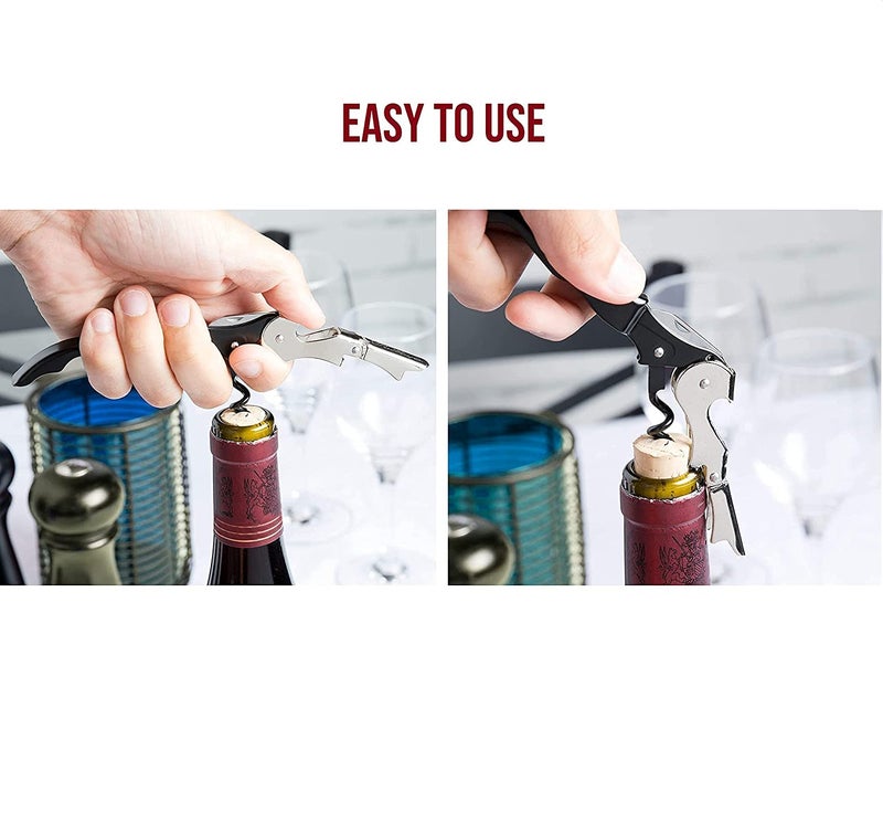 abrazo Wine Corkscrew Knife Bottle Opener with Foil Cutter (Set of 4 Pieces) - Image 5