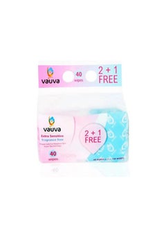 Vauva Baby Wipes With Lid 45 GSM 100% Cottong 3 Bags - (2+1)  - Image 1