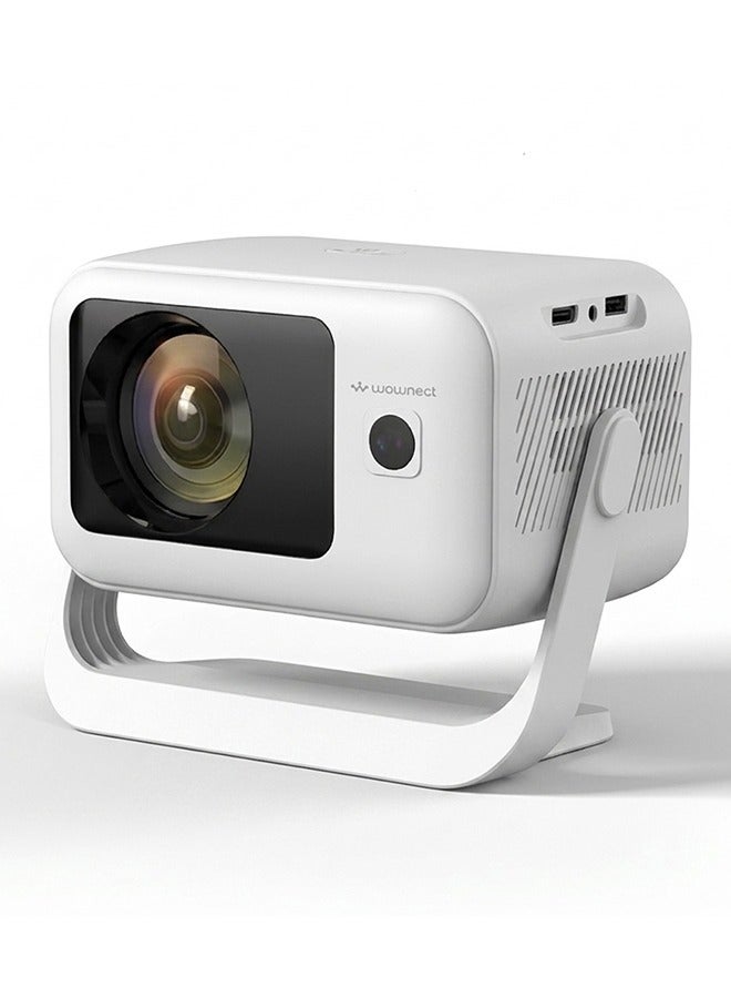 Wownect 1080P Full HD Smart Projector|400 ANSI Lumens|4K HDR Support| Auto Focus & 6D Keystone| 40–250” Big Screen Display| Android 12 WiFi 6 Bluetooth 5.4 Home Theater Projector, AirPlay & Miracast - White PROJ-WO-111-W white - Image 1