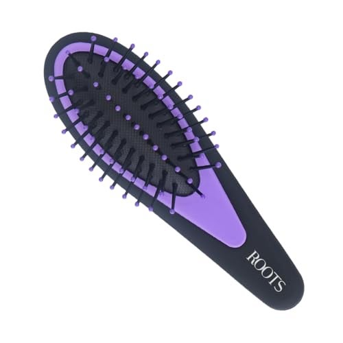 ROOTS Mini Hair Brush | Soft Tip Flexible Bristles | Prevent Scalp Scraping & Cuticle Damage | For All Hair Types | For Men & Women | Length 5.7 Inch, Model No - GG06-PL - Image 1