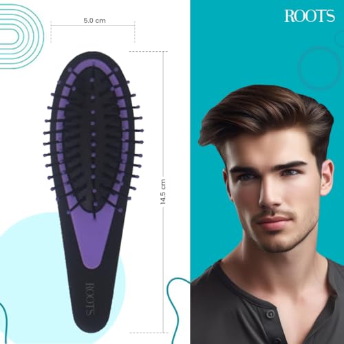 ROOTS Mini Hair Brush | Soft Tip Flexible Bristles | Prevent Scalp Scraping & Cuticle Damage | For All Hair Types | For Men & Women | Length 5.7 Inch, Model No - GG06-PL - Image 5