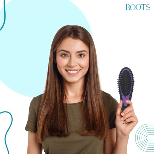 ROOTS Mini Hair Brush | Soft Tip Flexible Bristles | Prevent Scalp Scraping & Cuticle Damage | For All Hair Types | For Men & Women | Length 5.7 Inch, Model No - GG06-PL - Image 4