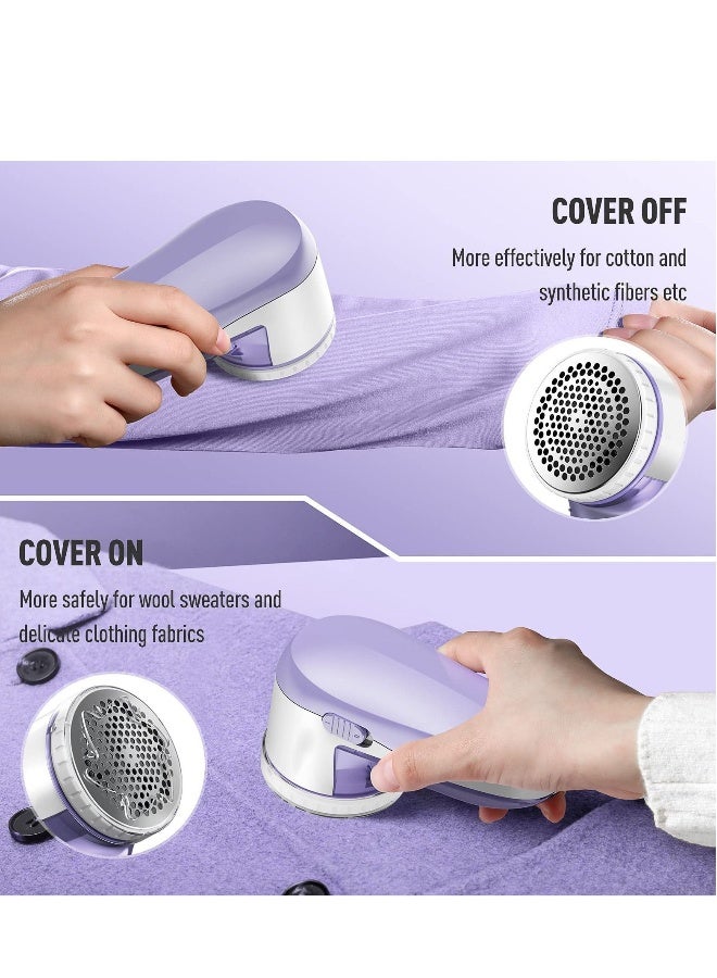 Fabric Shaver Defuzzer, Electric Lint Remover, Rechargeable Sweater with Stainless Steel 3-Leaf Blades Dual Protection Removable Bin - Image 4