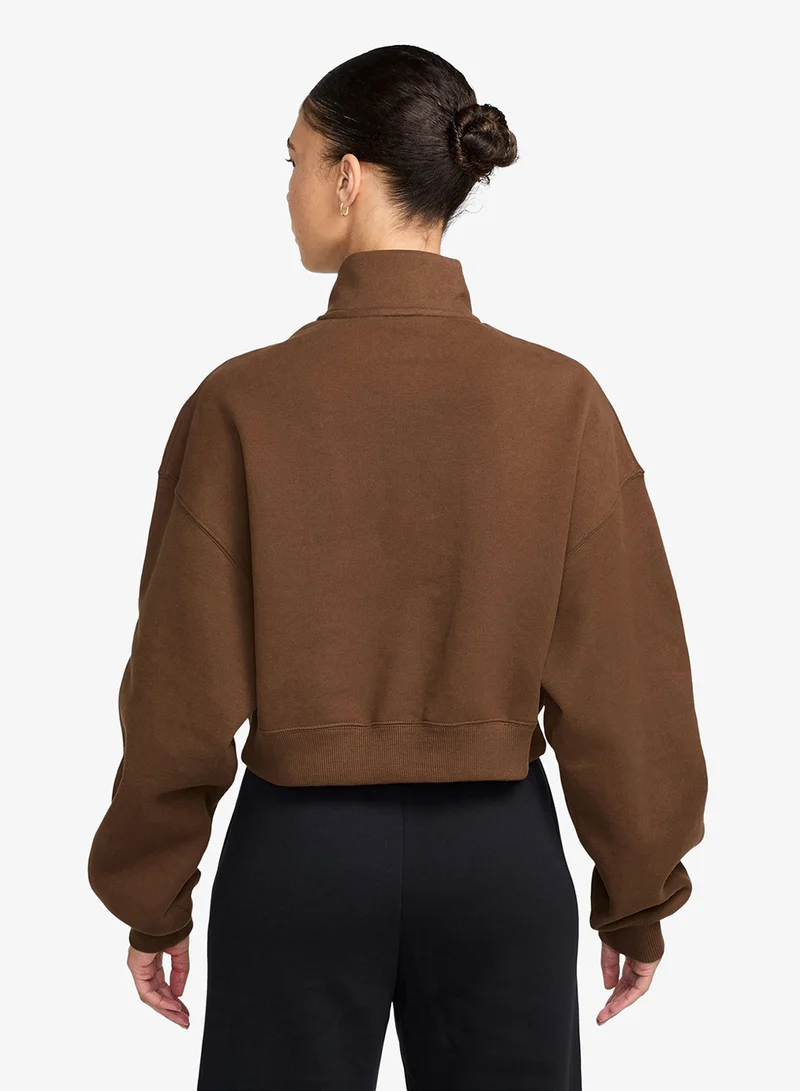 Nike Studio Fleece Cropped Quarter-Zip Sweatshirt