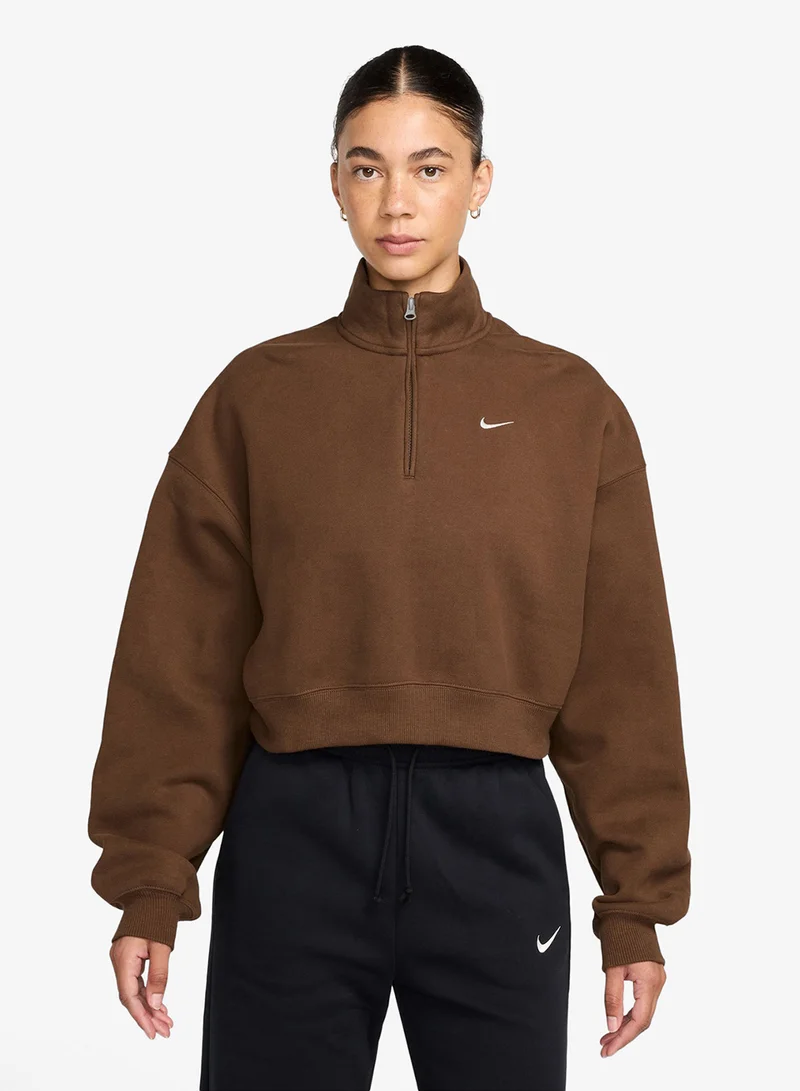 Nike Studio Fleece Cropped Quarter-Zip Sweatshirt