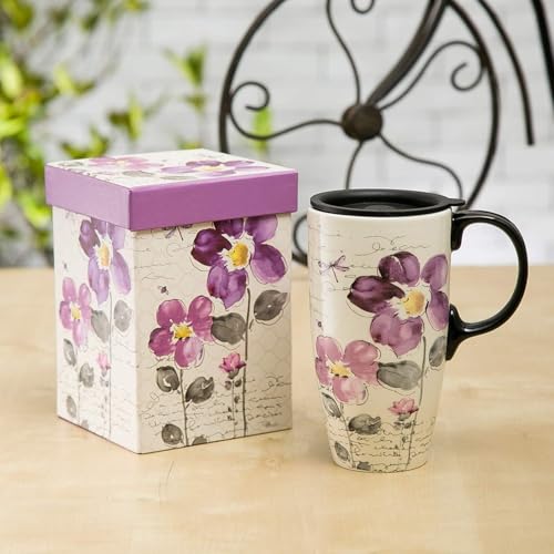 Topadorn Ceramic Travel Mug Latte Mug 17 oz. Coffee Cup with Sealed Lid and Gift Box, Set of 2 - Image 3