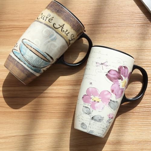 Topadorn Ceramic Travel Mug Latte Mug 17 oz. Coffee Cup with Sealed Lid and Gift Box, Set of 2 - Image 2