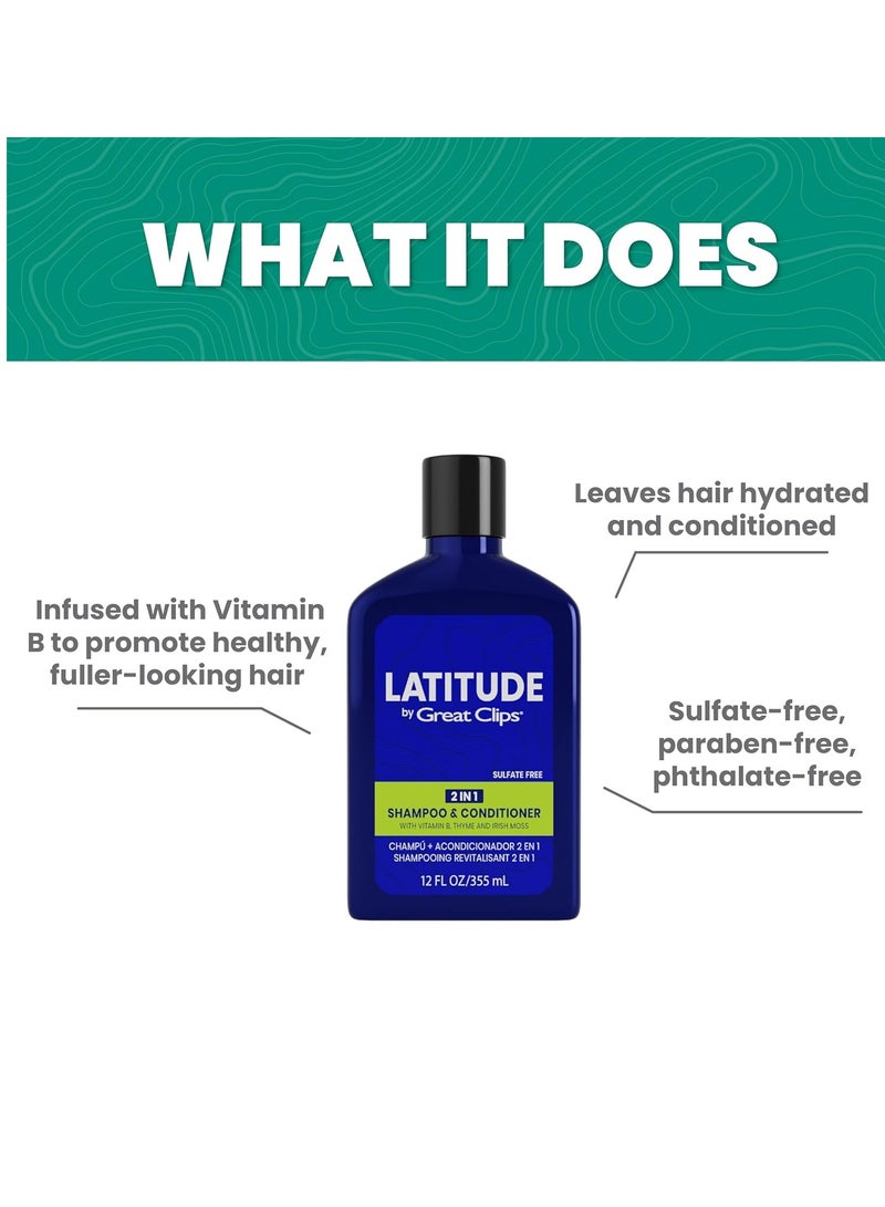 GREAT CLIPS LATITUDE 2-in-1 Shampoo + Conditioner | Daily Shampoo and Conditioner Set for Men | Promotes Full + Healthy Hair | 12oz - Image 2