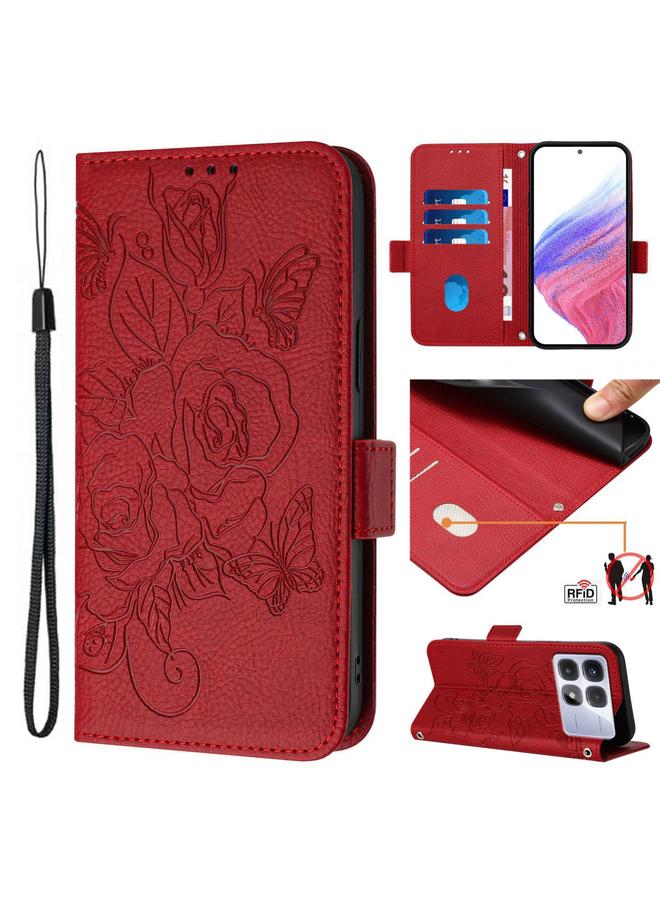 S-TOP Case For Redmi K70 Ultra 5G Global Embossed Rose RFID Anti-theft Leather Phone Case - Image 1