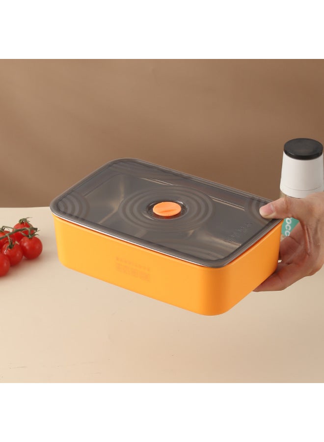 Macaron Stainless Steel Preservation Box Compressed Sealed Box Microwave Refrigerator Storage Box With Lid Leak-proof Fruit Lunch Box-Specifications:Electrolytic: Large Two-grids Crisper Box (orange)  - Image 1