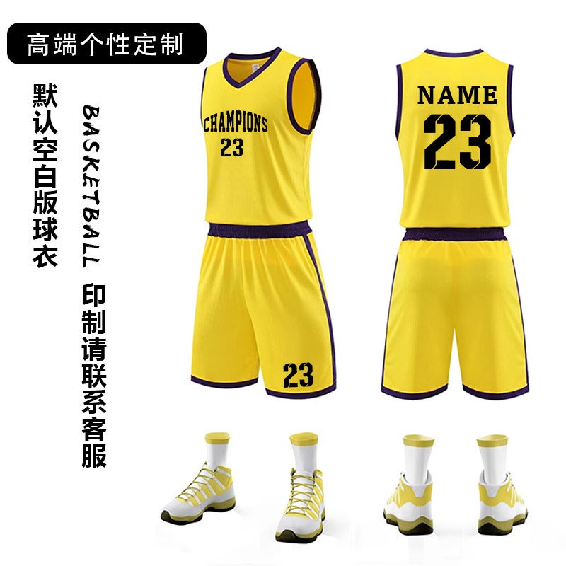 Summer Basketball Clothes Suit Adult Male Student Diy Competition Training Clothes Sweat-Absorbent Breathable Sports Basketball Clothes Suit - Image 1