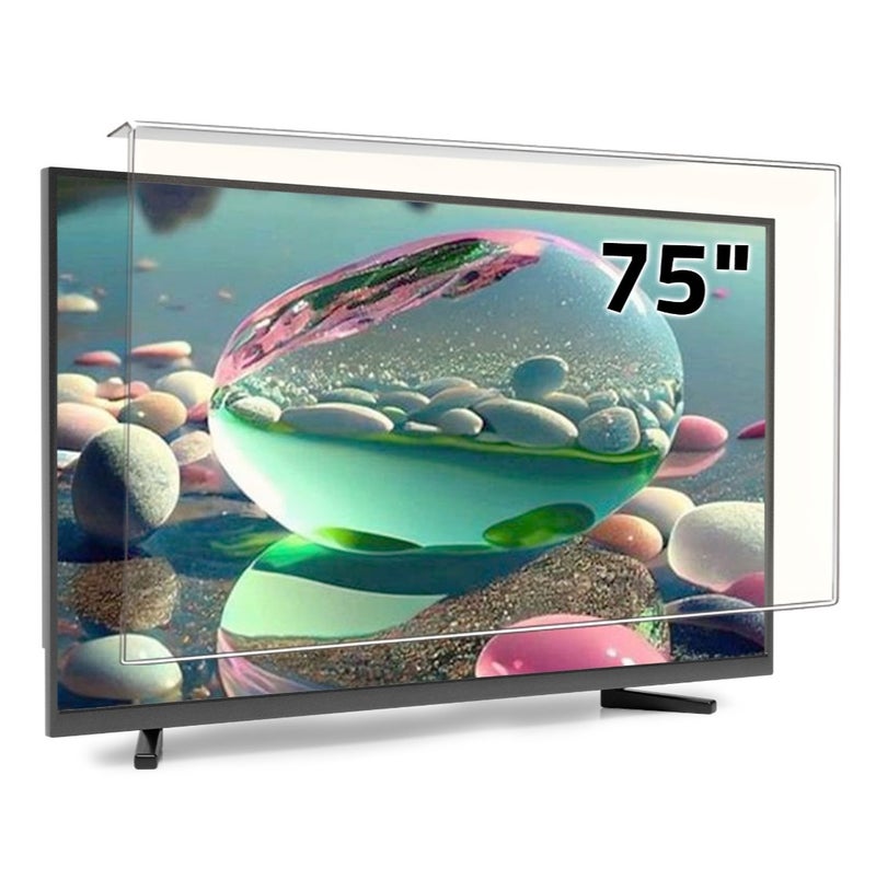 75-inch screen protector, high-quality shatterproof shield for flat screen, scratch-resistant, eye protection from UV rays, protection against liquids