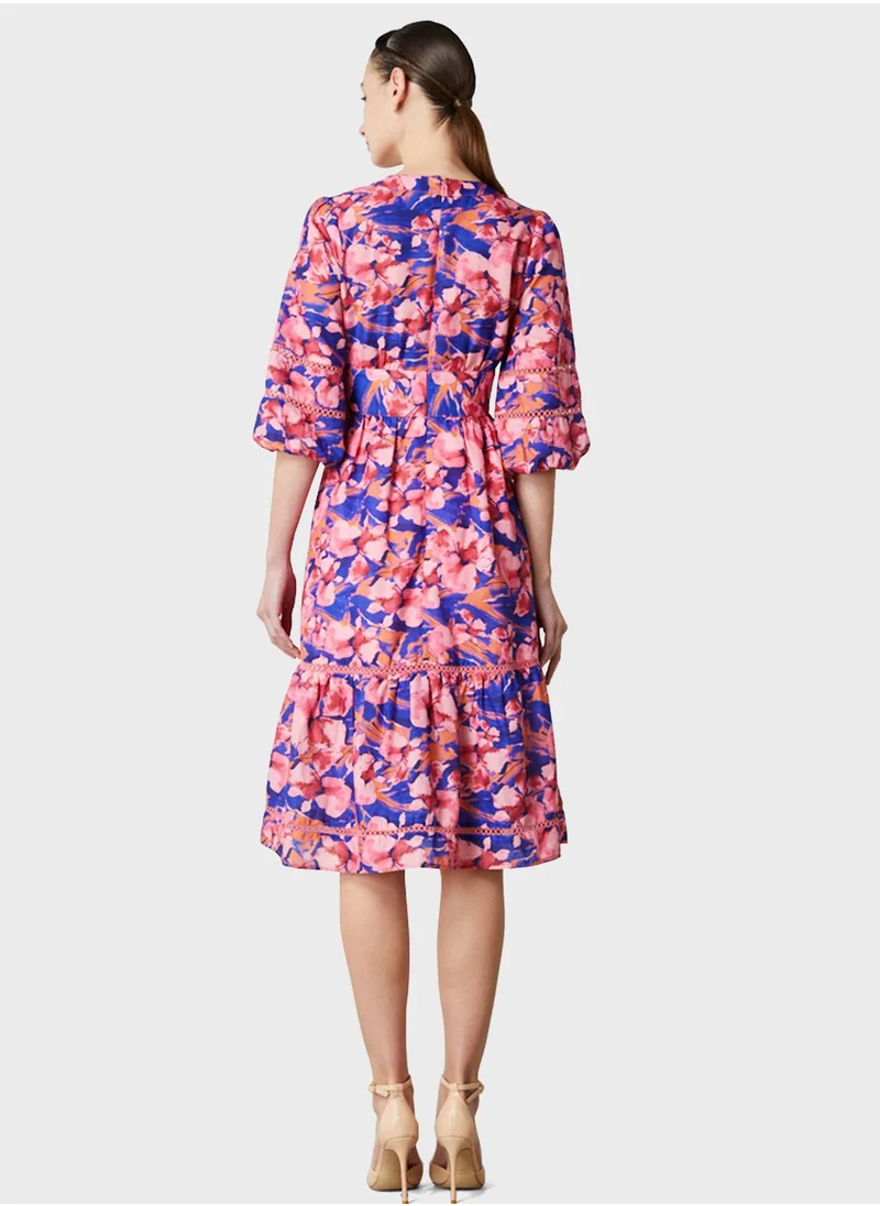 Femi9 Puff Sleeve Floral Tiered Dress