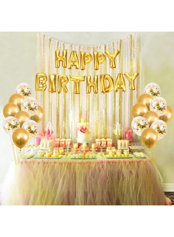 25Pcs Golden Happy Birthday Foil Balloon, Confetti and Metallic Balloons Combo For Birthday Decoration Items For Kids - Image 2