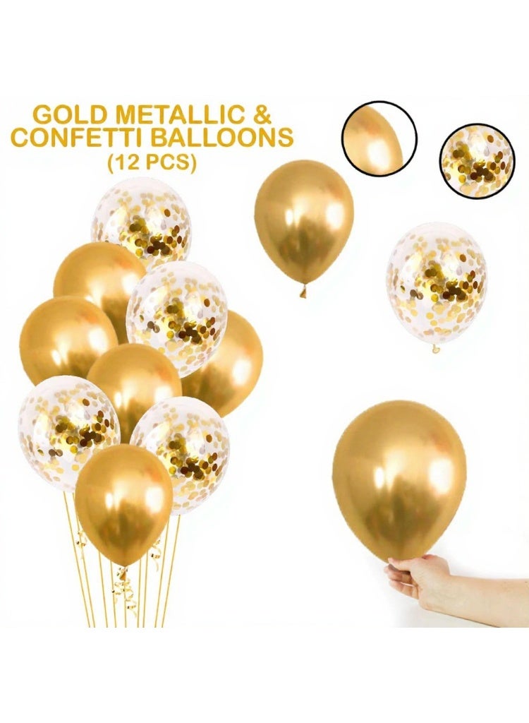 25Pcs Golden Happy Birthday Foil Balloon, Confetti and Metallic Balloons Combo For Birthday Decoration Items For Kids - Image 5